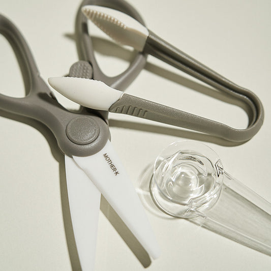 Portable Ceramic Scissors with Tongs Set